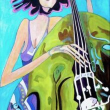 “Jazzy: Colorful Esperanza Spalding–Inspired Female Musician Portrait”